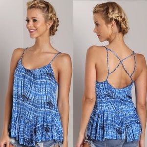 Free People Sierra Blue Flowy Strappy Tank